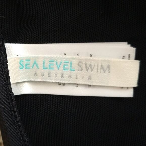 Sea Level Scallop Square Neck One Piece Swimsuit Black Size 12 Bralette Style - Picture 3 of 8